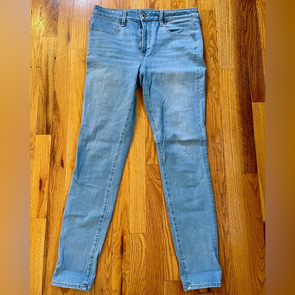 American Eagle Outfitters Light Blue High Rise Skinny Jeans Size 12 X Long